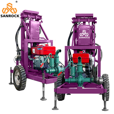 Rig per la perforazione di pozzi idraulici a rimorchio montato per la perforazione a profondità di 120 m e capacità di 200 kg
