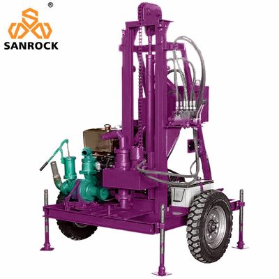 Rig per la perforazione di pozzi idraulici a rimorchio montato per la perforazione a profondità di 120 m e capacità di 200 kg