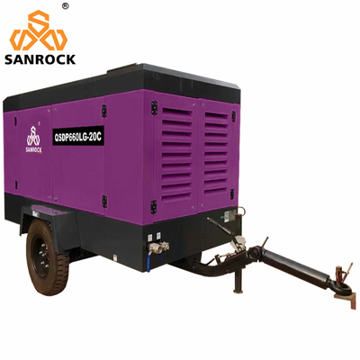 CE 20bar Potenza del motore 191KW Motore diesel portatile Compressore d'aria a vite rotante per miniere