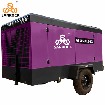 2800 kg di capacità compressore d'aria a vite portatile 20 bar per miniere 340L serbatoio del carburante