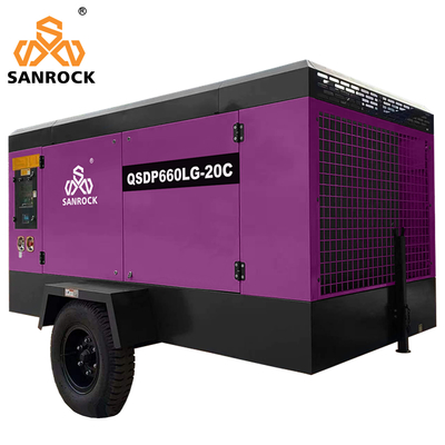 2800 kg di capacità compressore d'aria a vite portatile 20 bar per miniere 340L serbatoio del carburante