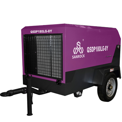 Perforazione e estrazione di pozzi idrici Compressore d'aria a vite diesel portatile con 2 ruote
