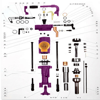 Basso consumo d'aria Portatile per l'estrazione mineraria Pneumatico per la trivellazione di rocce Air Leg Jack Hammer Breaker
