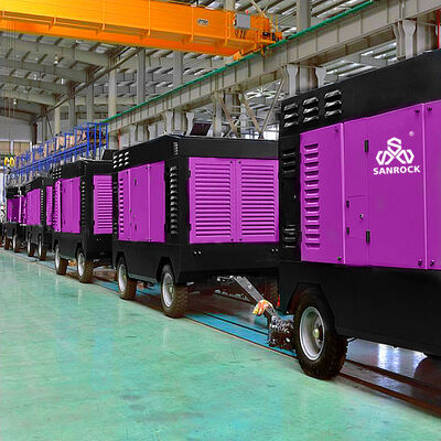 Low Noise  Engine 25bar Compressore d'aria a vite diesel portatile per miniere