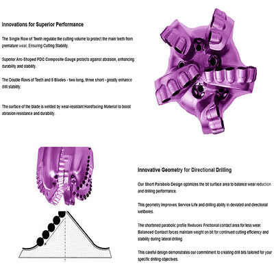 Punte per perforazione PDC a 4/5/6/8 lame per rocce da medie a dure, perforazione di pozzi d'acqua profondi