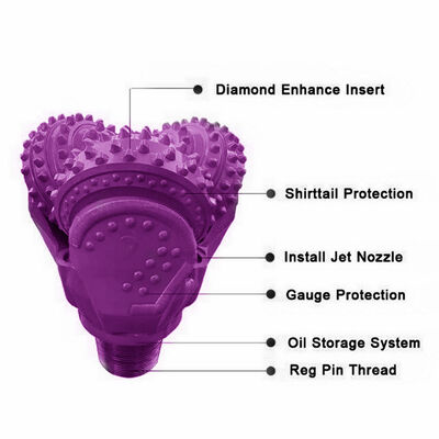 Punte per perforazione petrolifera Tricone Rock Bit, utensili per perforazione, punta per trapano a cono a rulli in carburo di tungsteno